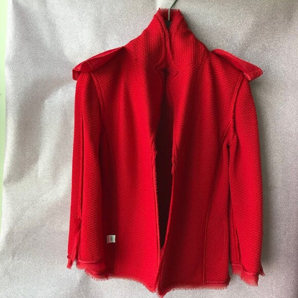 St.John  Knit Blazer Jacket Red 3/4 Sleeve 53% wool 47% Rayon Made in USA - Picture 7 of 12